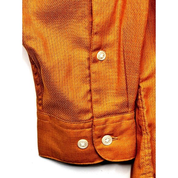 PERRY ELLIS Mens Shirt Button Up 100% Cotton Long Sleeve Orange Size Large - Picture 4 of 10